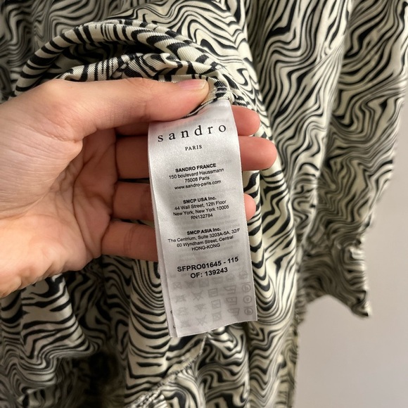 SANDRO 100 % SILK Salome belted zebra-print silk-twill dress - Small - Picture 15 of 16